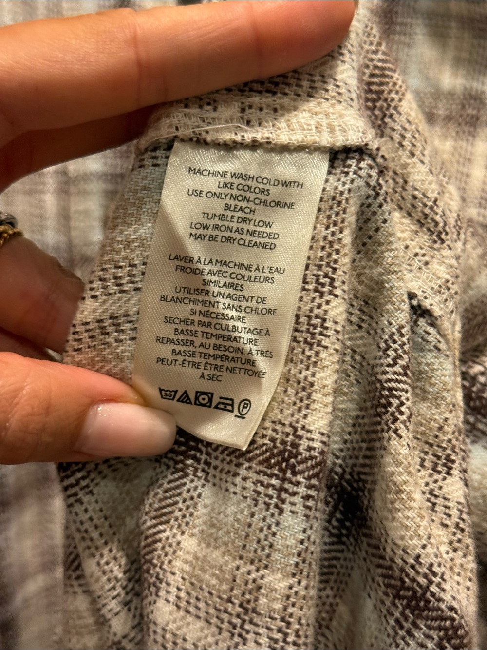 NWT We The Free Cream and Brown Plaid Button-Down Shirt Size XL - Picture 8 of 11